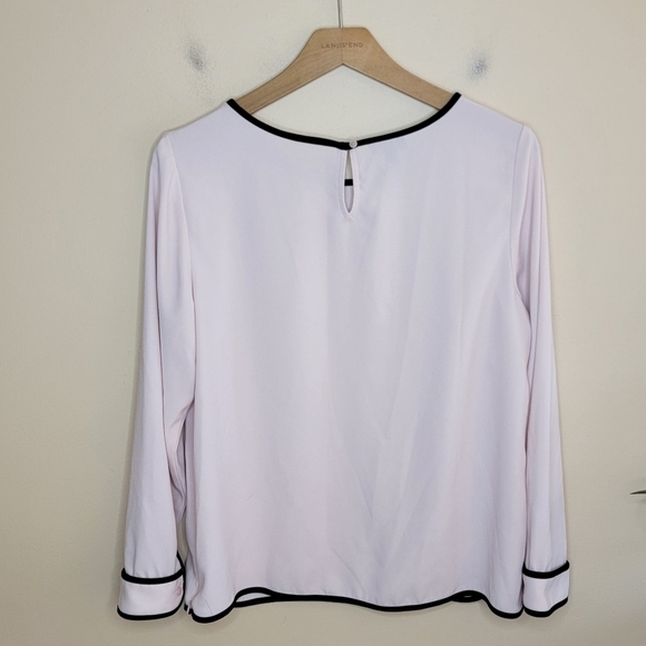 Talbots | Petite Classic Crepe Blouse with Black Trim - Picture 6 of 6